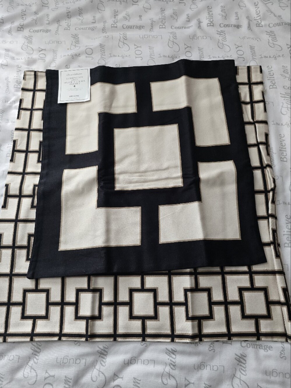 H&M Home beige black pillow cover 2 pc